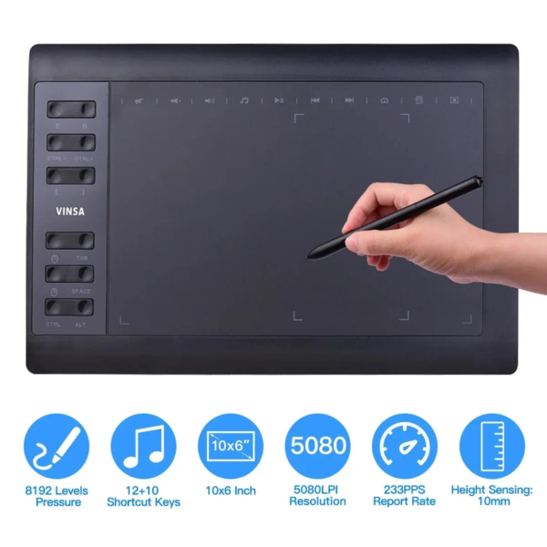 10x6 inch professionele grafische tekentablet 12 Express-toetsen met voor Windows Mac voor het schilderen van de online cursus - AliExpress 7