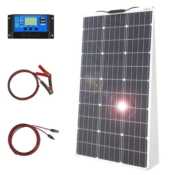12V flexibele zonnepaneelkit 100W 200W monokristallijn waterdicht met controller voor campercamping buiten - AliExpress 44