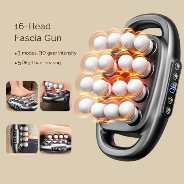 16-Head Fascia Gun Hoogfrequente Trillingen Lichaamsmassage Gun Rug- en Taille Massager Nek Schouder Massager Spier masajeador - AliExpress 66