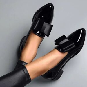 2024 Nieuwe Vrouwen Loafers Boog Decor Puntschoen Platte Schoenen Voor Vrouwen Lakleer Ondiepe Mond Commuter Dagelijkse Casual schoenen - AliExpress 322
