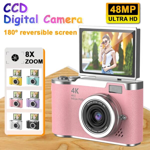 4K CCD 8X digitale zoom digitale camera voor studenten 48 MP compacte digitale fotografiecamera 180 ° Flip Screen Selfile Camera RENEAR - AliExpress