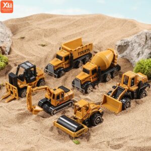 6 stks/set Diecast Legering Plastic Techniek Vrachtwagen Loader Tractor Graafmachine Bouw Model Voertuig Klassiek Speelgoed Voor Kinderen Gift - AliExpress 26