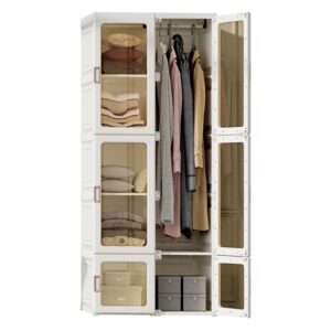 69X50X170Cm Opvouwbare Kastkast Met 6 Kubussen En 1 Hangrail, Multifunctionele Kast Met Magnetische Deuren, Pp, Wit - AliExpress 1503