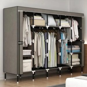 80 inch kledingkast met 10 planken stalen stoffen kledingkast kast kleerhanger kast kledingkast met 5 ophangstangen kamer - AliExpress 1503