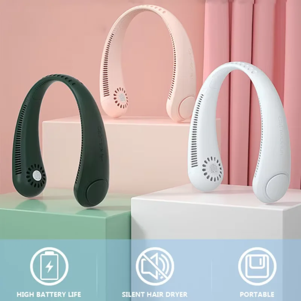 Bladloze halterneckventilator USB-oplaadbare draagbare mini kleine ventilator voor buiten - AliExpress 6