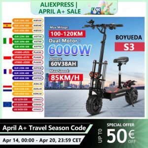 Boyueda S3 E-Scooter 6000W Dual Motor 60v38ah Lithiumbatterij Off-Road Scooters Elektrische 11-Inch Stad Vouwbare Elektrische Scooter - AliExpress 18