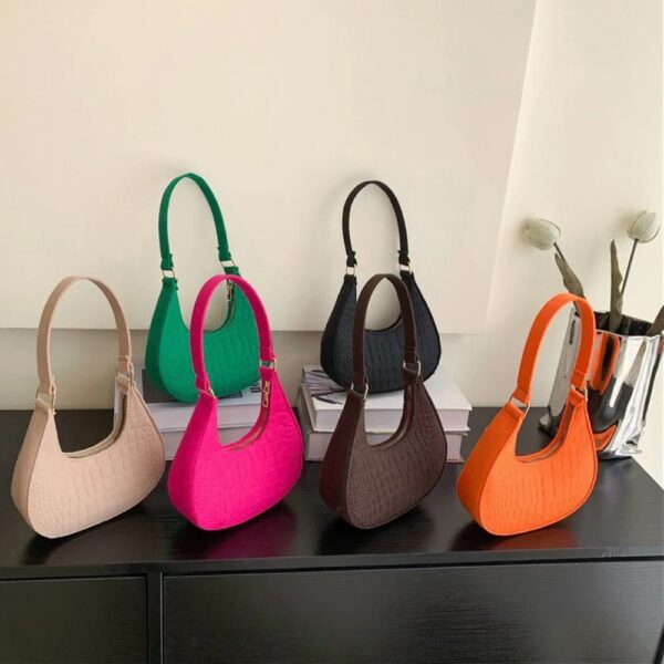 Casual Schoudertassen Vrouwen Vilt Stenen Patroon Onderarmtas Mode Prachtige Halve Maan Zadeltassen Dames Geavanceerde Oksel Tas - AliExpress 1524