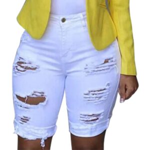 Casual vrouwen elastische vernietigd gat hoge taille leggings korte broek sexy streetwear denim shorts gescheurde jeans 2023 - AliExpress 200000345