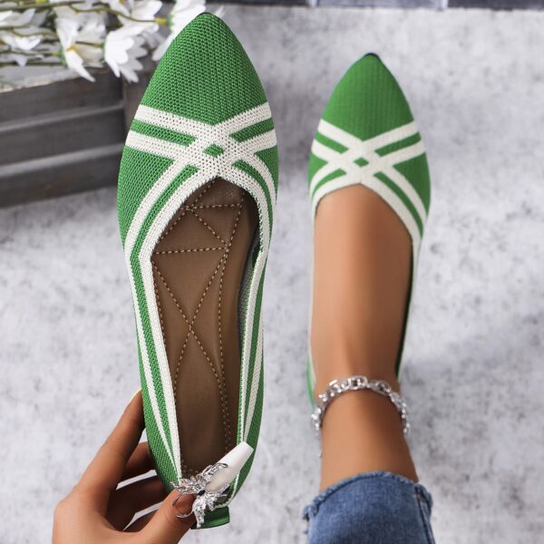 Dames Platte Schoenen Met Puntige Neus Effen Kleur Gebreide Slip-On Schoenen Casual Ademende Ballerina Vrouwen Platte Schoenen Loafers Vrouwen - AliExpress 322