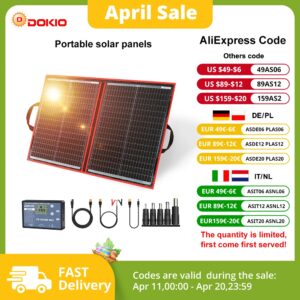Dokio 18V 100/160/200/300 W draagbaar opvouwbaar zonnepaneel met 12V controller om batterij op te laden geschikt voor kamp - AliExpress 44