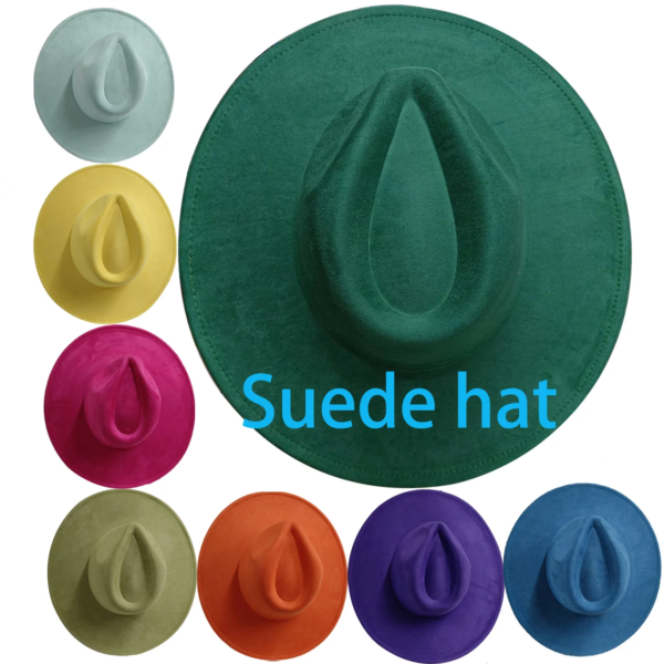 Europese ONS Nieuwe 9.5 cm Grote Rand Suede Hoge Hoed voor Vrouwen Mannen Mode Perzik Hart Top Jazz Fedora hoeden voor Party Bruiloft Vilt Cap - AliExpress 200000297