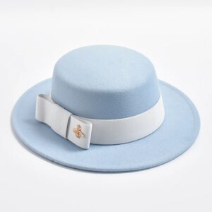 Fedora Hoed voor Vrouwen Mode Formele Bruiloft Versieren Kerk Cap Flat Top Bow Party Jazz Hoed Chapeau Femme - AliExpress 200000297