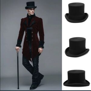 Fedora's Wol Magische hoge hoed Britse zwarte jazz hoge hoed mannelijke hof gentleman platte vilten hoed Singelband sombrero de copa Parqueico - AliExpress 200000297