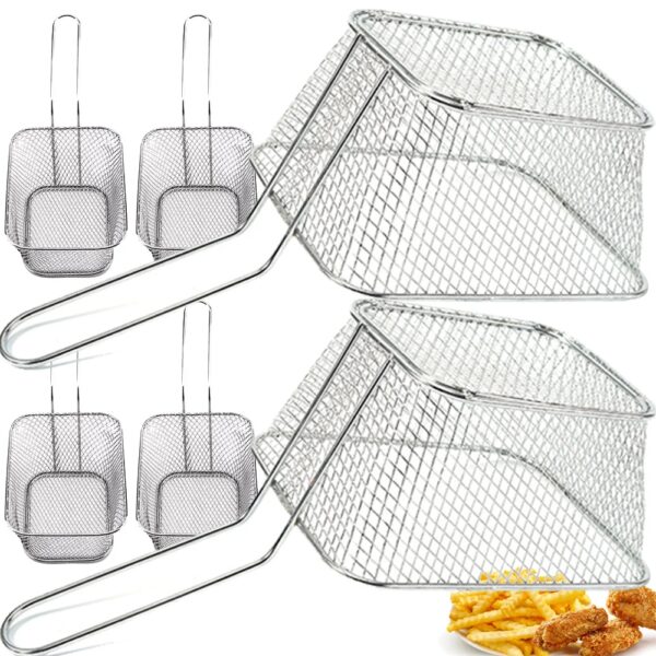 Friet Mand Roestvrijstalen Gebraden Serveermanden Mini Vierkante Kippenvleugelhouder Restaurant Café Tafel Eten Serveren - AliExpress 15