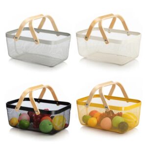 Fruitmandbak metaalgaas met dubbel houten handvat Keukenopbergorganisator - AliExpress 15