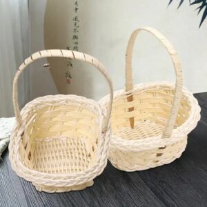 Handgemaakte rieten bloemenmand draagbaar handvat feest bruiloft picknick decoratieve mand kind cadeau Pasen rieten rotan opslag - AliExpress 15