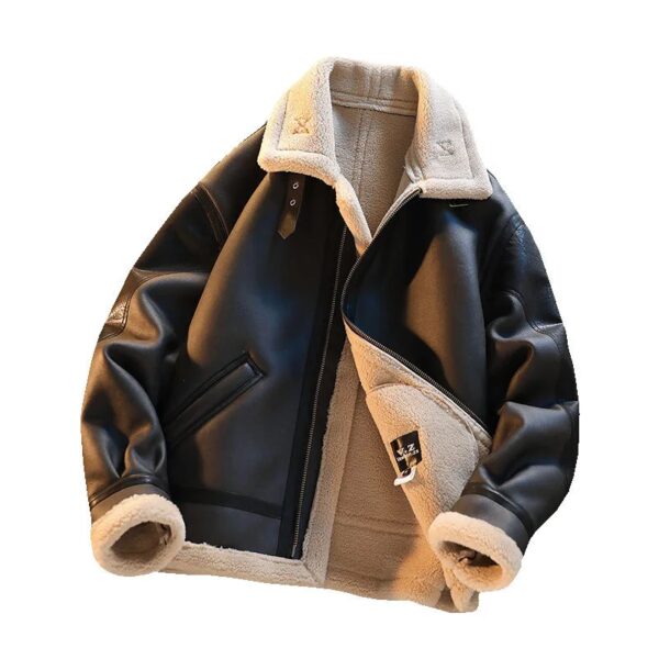 Herenjas Herfst Winter Verdikking Bont Leer Vintage Jas Fluwelen Mode Jas Man PU Bovenkleding - AliExpress 200000343