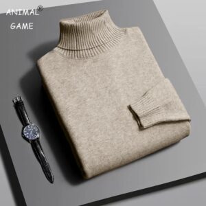 Herfst heren hoge kwaliteit gebreide coltrui slim fit lange mouw anti-pilling trui effen kleur trend heren streetwear - AliExpress 200000343