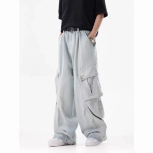 herfst Winter Nieuwe Dames Cargo Jeans Amerikaanse Street Style Baggy Cargo Broek Dames Blauwe Multi-pocket Wijde Pijpen Jeans voor Dames - AliExpress 200000345