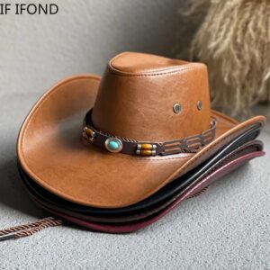 Kunstleer Western Cowboy Hoeden Voor Vrouwen Mannen Vintage Gentleman Jurk Hoeden Panama Cowgirl Jazz Cap Sombrero Hombre - AliExpress 200000297