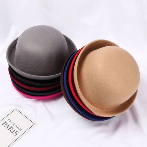 Lente Zomer Vintage Britse Jazz Curling Hoge Hoed Retro Fedoras Hoeden Voor Vrouwen Paar Ball Cap Curling Ronde Hoge Hoed - AliExpress 200000297