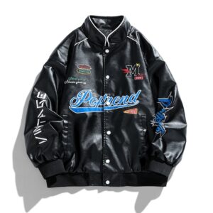 Leren Jas Voor Mannen, Japans Trendy Motorpak, Trendy En Knap, Nieuw Geborduurd Leren Jack Voor Lente En Autu - AliExpress 200000343
