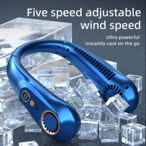 Nieuwe 3000mA draagbare mini hangende nekventilator Bladeless nekbandventilator Digitaal display Power Luchtkoeler USB oplaadbare elektrische ventilatoren - AliExpress 6