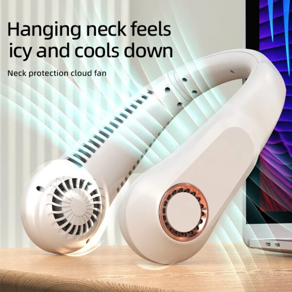 Nieuwe 3000mAh hangende nekventilator Draagbare bladloze mini USB oplaadbare mute LED digitaal display Elektrische ventilator Zomerluchtkoeler - AliExpress 6