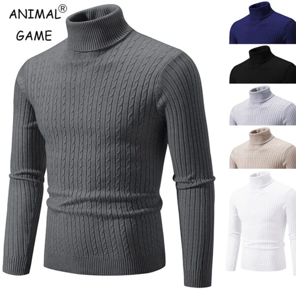 Nieuwe heren trui met hoge hals effen kleur trui gebreid warm casual coltrui zweetkleding wollen heren winter outdoor tops - AliExpress 200000343
