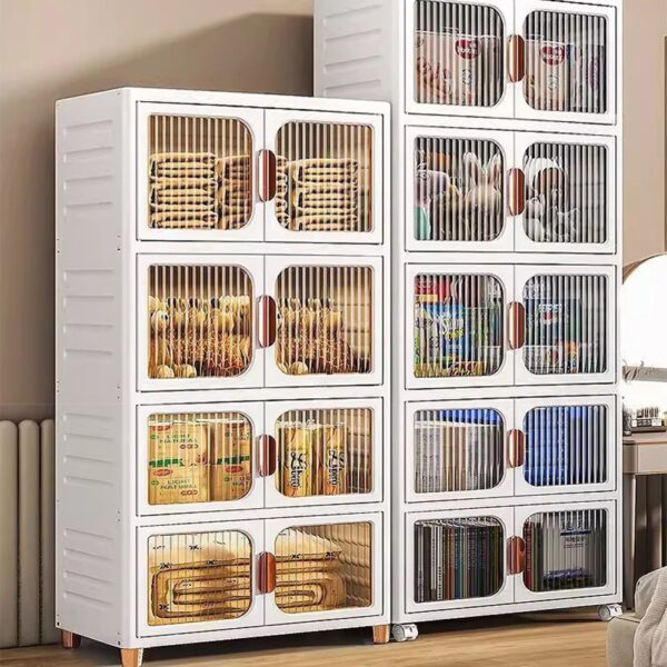 Opvouwbare Opbergkast Grote Capaciteit Garderobekast Beweegbare Installatie-Vrije Opbergdoos Organizer Bak Met Wielen - AliExpress 1503