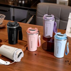 Slimme koffiebeker 510 ml roestvrijstalen thermosbeker met draagbaar touw Intelligente temperatuurweergave Reismok - AliExpress 15
