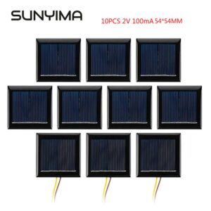 SUNYIMA 10 stks DIY Zonnepanelen 54x54 MM 2 V 130MA Fotovoltaïsche Zonnecellen Met 15 CM Draden Oplader Solars Epoxy Plaat - AliExpress 44