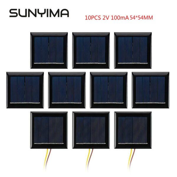 SUNYIMA 10 stks DIY Zonnepanelen 54x54 MM 2 V 130MA Fotovoltaïsche Zonnecellen Met 15 CM Draden Oplader Solars Epoxy Plaat - AliExpress 44