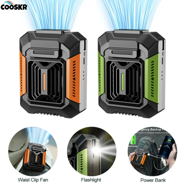 Tailleclipventilator Draagbare mini hangende nekventilator Oplaadbare USB-ventilator Kleine outdoor camping-heupventilator met Power Bank LED-licht - AliExpress 6