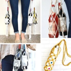 Touw Geweven Wijnfles Zakken Macrame Katoen Handgemaakte Weave Netto Pocket Bag Rode Wijn Fles Houder Tote Opknoping Mand Tas - AliExpress 15