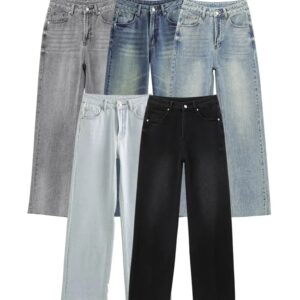 TRAF Women's High Waisted Vintage Jeans Fashion Washed Effect Casual Wide Leg Denim Trousers 2025 New Street Style Trousers - AliExpress 200000345