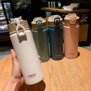 Tyeso 600/750ML thermosfles met rietje roestvrijstalen auto thermische beker sportwaterflessen houdt koud en warmte thermische mok - AliExpress 15