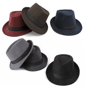 Unisex Britse vilten jazzhoeden voor mannen van middelbare leeftijd Emmerhoed Wol Fedora Hoed Herfst Winter Heren Bruiloft Magische petten - AliExpress 200000297