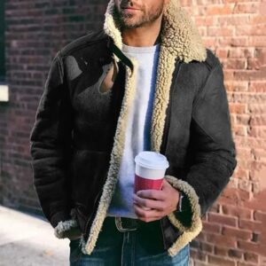 Verdikt Herenjack Warm Kunstleren Warm Jack Grote Revers Contrasterende Kleur Europese Amerikaanse Suède Jas Uit Één Stuk - AliExpress 200000343