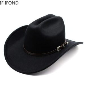 Vintage Western Cowboyhoed Voor Heren Gentleman Lady Jazz Cowgirl Met Leer Brede Rand Cloche Kerk Sombrero Hombre Caps - AliExpress 200000297