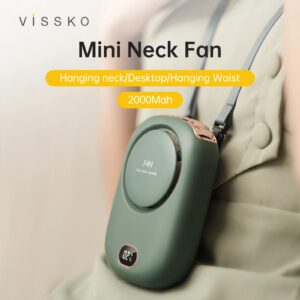 Vissko draagbare hangende nekventilator, miniventilatoren met verstelbaar koord, bladloze USB oplaadbare sportkoelventilator voor kinderen op reis - AliExpress 6