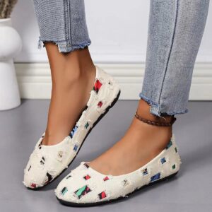 Vrouwen Loafers 2024 Nieuwe Gemengde Kleuren Patchwork Denim Ademende Schoenen Ballerina Mocassins Casual Ronde Neus Slip Op Ondiepe Schoenen - AliExpress 322