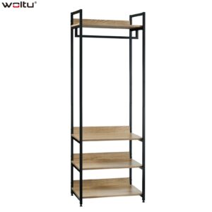 WOLTU Garderobe Kledingrek met 3 Planken Licht Eiken Zwart/Wit Kapstok Kast Schoenenrek Hanger Hangende Kleding Slaapkamer - AliExpress 1503
