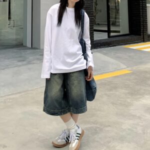 Y 2K Vintage Baggy Jean Shorts Dames Gewassen Wijde Pijpen Capri Broek Casual Barrel Jeans Denim Short Heren Oversized Jorts - AliExpress 200000345