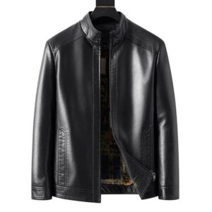 Zijdeachtige ritsjas heren Stijlvolle kunstleren herenjas met opstaande kraag Ritssluiting Cadeau voor papa of vriendje Casual - AliExpress 200000343