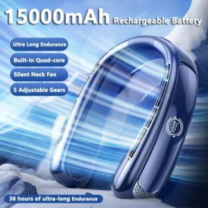 15000mAh draagbare nekventilator Slim digitaal display USB oplaadbaar Buiten Bladeless Stille koeling nekventilator voor zomersport - AliExpress 6
