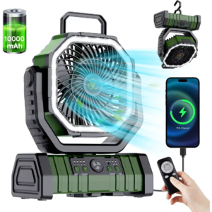 20000 mAh Batterij met hoge capaciteit LED-licht Campingventilator Beweegbare draadloze luchtcirculatoren Outdoor Ventilador met haak - AliExpress 6