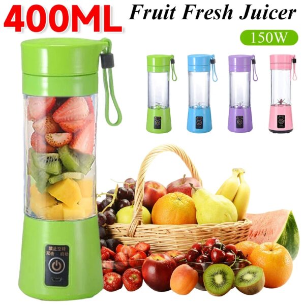 400ml Draagbare Juicer Cup Elektrische Glazen Blender Mixer Smoothie Citroenpers USB Oplaadbare Automatische Verse Fruitpers - AliExpress 15