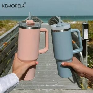40oz RVS Waterfles Auto Koffiemok met Handvat Deksel Stro Mok Gepersonaliseerde Tumbler Vacuüm Thermos Cup hydro fles - AliExpress 15
