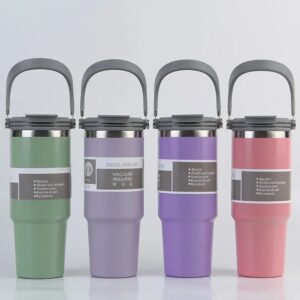 890ml Draagbare Autobeker Roestvrijstalen Thermosbeker met Stro Reizen Sport Waterfles Met Handvat Cover Koffie Thermoskan - AliExpress 15